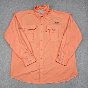 Columbia PFG Bahama II Fishing Shirt Mens XL Long Sleeve Salmon Orange Vented